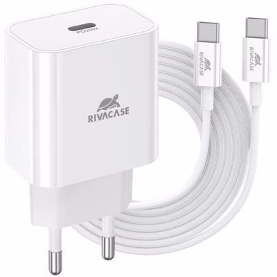 Immagine di Caricabatterie wireless/senza fili Bianco USB-C RIVACASE Caricatore da muro WD4 EU bianco 20 W PD 3.