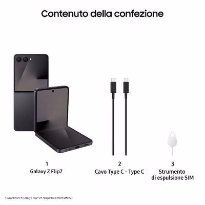 Immagine di Smartphone 256GB SAMSUNG GALAXY Z FLIP7 12+256GB JETBLACK SM-F766BZKGEUE
