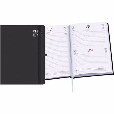 Immagine di Agenda Matra con elastico giornaliera f.to 17x24 nero 20+