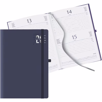 Immagine di Agenda Matra con elastico giornaliera f.to 15x21 blu 20+