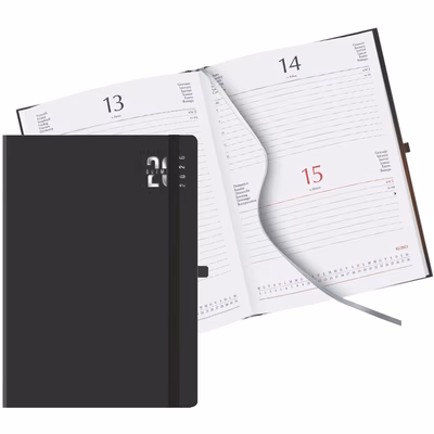 Immagine di Agenda Matra con elastico giornaliera f.to 15x21 nero 20+