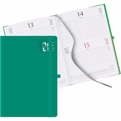 Immagine di Agenda Matra con elastico giornaliera f.to 15x21 verde smeraldo 20+