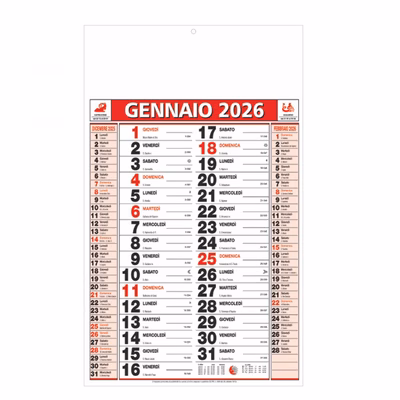 Immagine di Calendario Olandese Classic cm 28,8x47 rosso