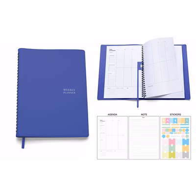 Immagine di Agenda Perpetua spiralata in PU termovirante settimanale 16,5x23,5 blu 20+