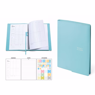 Immagine di Agenda Perpetua spiralata in PU termovirante settimanale 16,5x23,5 tiffany 20+