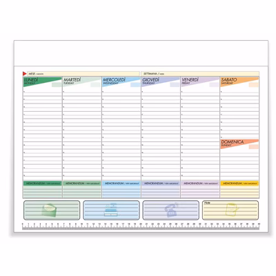 Immagine di Planning/base da tavolo settimanale 29,7x21 multicolore 50+