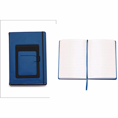 Immagine di Block notes con tasca portacellulare 100ff A5 blu 30+