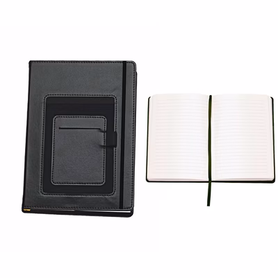 Immagine di Block notes con tasca portacellulare 100ff A5 nero 30+