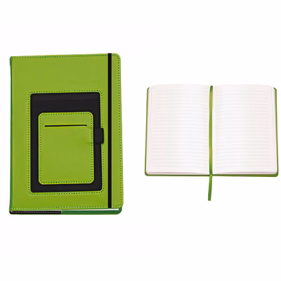 Immagine di Block notes con tasca portacellulare 100ff A5 verde 30+
