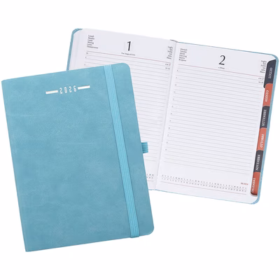 Immagine di Agenda Flexy Soft giornaliera fustellata in PU termovirante 15x21 turchese 20+
