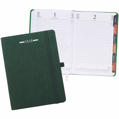 Immagine di Agenda Flexy Soft giornaliera fustellata in PU termovirante 15x21 verde 20+