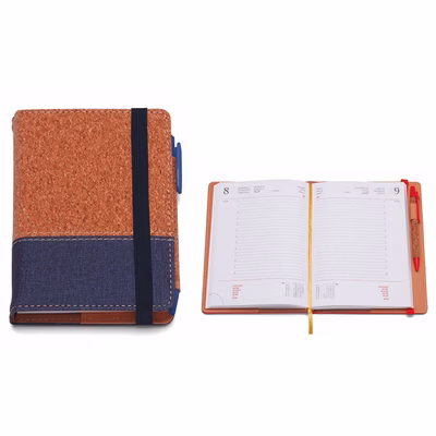 Immagine di Agenda portafoglio in sughero giornaliera 15x21 blu 30+