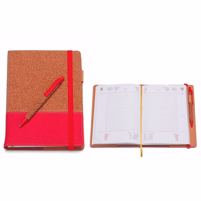 Immagine di Agenda portafoglio in sughero giornaliera 15x21 rosso 30+