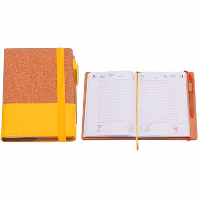 Immagine di Agenda portafoglio in sughero giornaliera 15x21 giallo 30+