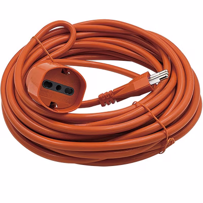Immagine di Prolunga Garden lunghezza 10 metri - spina grande 16A > presa Schuko bipasso arancio