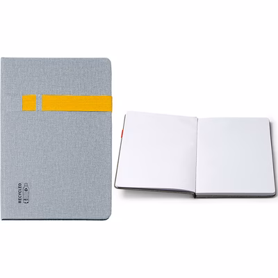 Immagine di Block notes Evan in RPET con inserto elastico 80ff A5 giallo 50+