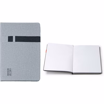 Immagine di Block notes Evan in RPET con inserto elastico 80ff A5 nero 50+