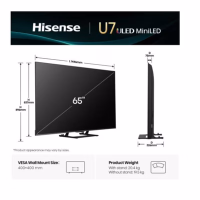 Immagine di Tv 65" 4K (3840x2160) HISENSE 65 U79Q MINI LED 4K UHD SMART VIDAA REFRESH RATE 1 65U79Q