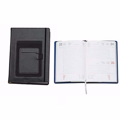 Immagine di Agenda con tasca portacellulare giornaliera 15x21 nero 30+