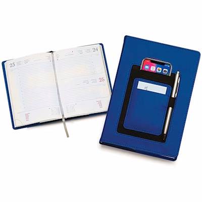 Immagine di Agenda con tasca portacellulare giornaliera 15x21 blu 30+