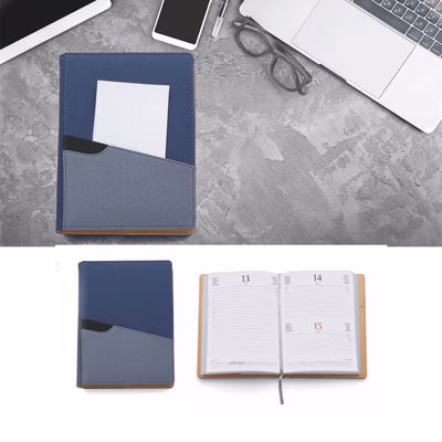 Immagine di Agenda portafoglio con tasca giornaliera 15x21 blu 30+