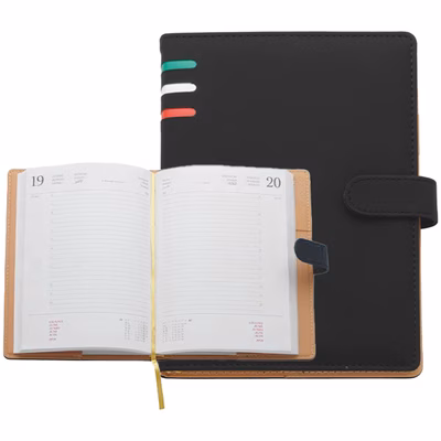 Immagine di Agenda portafoglio PU Termovirante giornaliera Italia 15x21 nero 30+