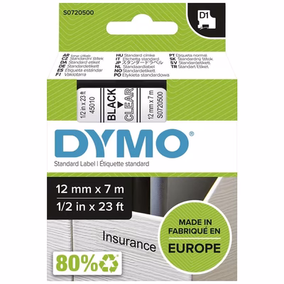 Immagine di Nastro DYMO 450100 D1 mm 12x7 m nero/trasparente