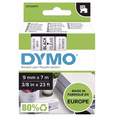Immagine di Nastro DYMO 409100 D1 mm 9x7 m nero/trasparente
