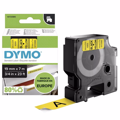 Immagine di Nastro DYMO 458080 D1 mm 19x7 m nero/giallo