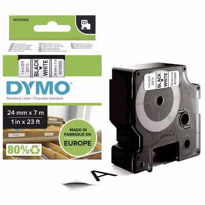 Immagine di Nastro DYMO 537130 D1 mm 24x7 m nero/bianco