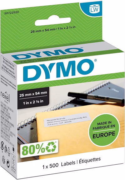 Immagine di Rotolo 500 etichette DYMO 113520 LABEL WRITER mm 54x25 bianco