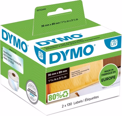 Immagine di Rotolo 260 etichette DYMO 990130 LABEL WRITER mm 89x36 trasparente in plastica