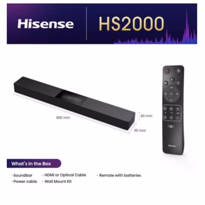 Immagine di Soundbar 240 Nero HISENSE SOUNDBAR HS2000 2.1 DOLBY BLUETOOTH 240W HS2000