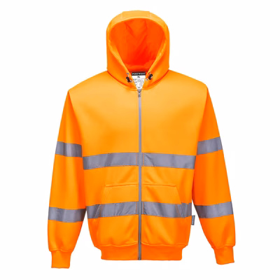 Immagine di Felpa con cappuccio e zip intera hi-vis PORTWEST B305 colore arancione taglia XS