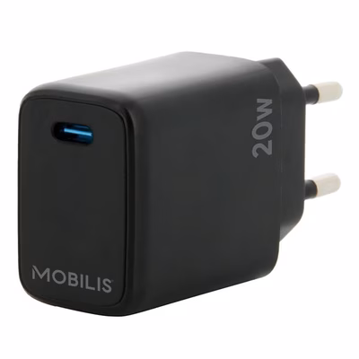 Immagine di Caricabatterie nero MOBILIS Alimentatore Rapido da parete 20 W - 1 porta USB-C MBL-001361