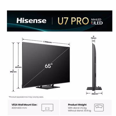 Immagine di Tv 65" 4K (3840x2160) HISENSE 65 U7Q PRO MINI LED 4K UHD SMART VIDAA REFRESH RAT 65U7Q-PRO