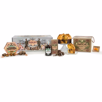 Immagine di Lolli Luxury Gift Box B confezione B Panettone + Liquore + Baci di Dama - 3pz