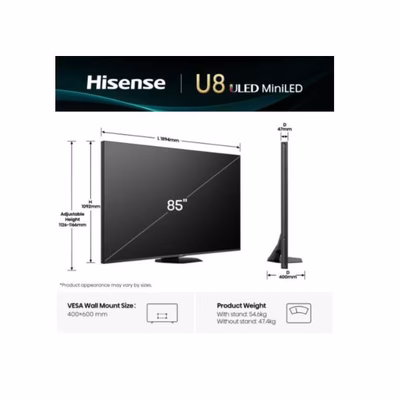 Immagine di Tv 85" 4K (3840x2160) HISENSE 85 U8Q MINI LED 4K UHD SMART VIDAA REFRESH RATE 16 85U8Q