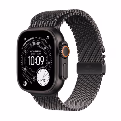 Immagine di Apple Watch Ultra 3 GPS+Cellular Cassa 49 mm in titanio nero Loop in maglia mil.in titanio nero - M
