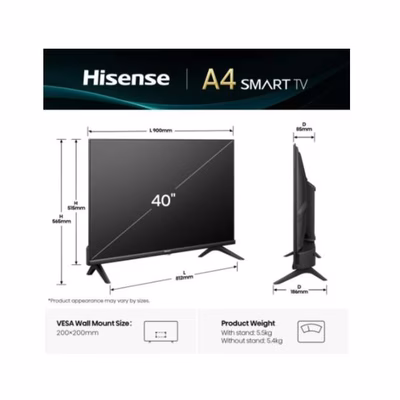 Immagine di Tv 40" Full HD (1920x1080) HISENSE 40 A49Q Full HD SMART VIDAA 40A49Q