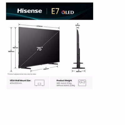 Immagine di Tv 75" 4K (3840x2160) HISENSE 75 E79Q QLED 4K UHD SMART VIDAA 75E79Q