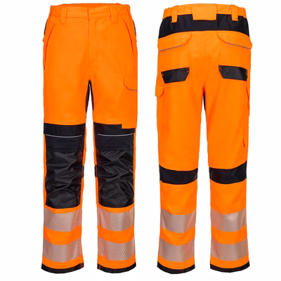 Immagine di Pantaloni da lavoro pw3 fr modaflame hvo PORTWEST FR414 colore arancione/nero taglia 58