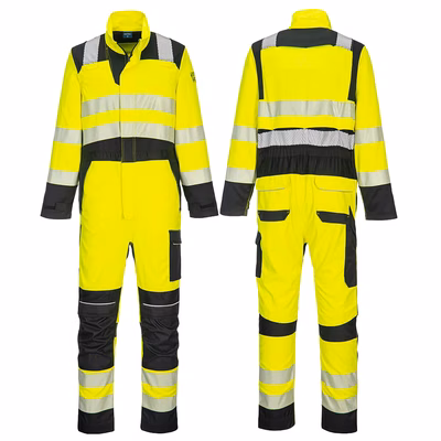Immagine di Tuta pw3 fr modaflame alta visibilità PORTWEST FR507 colore Yellow/Black taglia M