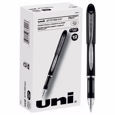 Immagine di Roller oil ink colore nero UNI-BALL JETSTREAM punta media mm 1