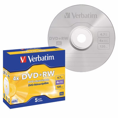 Immagine di Dvd+rw verbatim 43229 box 5 4,7gb 4x jewel case