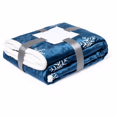 Immagine di Coperta natalizia Ricord in pile antipilling e Sherpa cm 160x125 colore blu