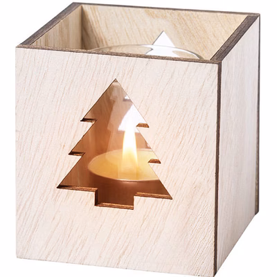 Immagine di Candela profumata di Natale in vetro con scatola in legno Albero 10+