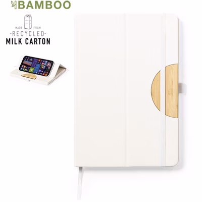 Immagine di Taccuino supporto smartphone Torya in cartone latte riciclato e bamboo 100ff A5