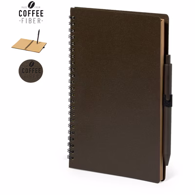 Immagine di Taccuino ad anelli 80ff A5 Alanna in fibra di caffè con penna