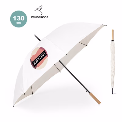 Immagine di Ombrello in pongee 190T 30" Tinnar XL manico legno colore naturale